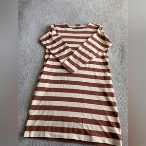 Tory Burch Brown and Cream Striped Dress
